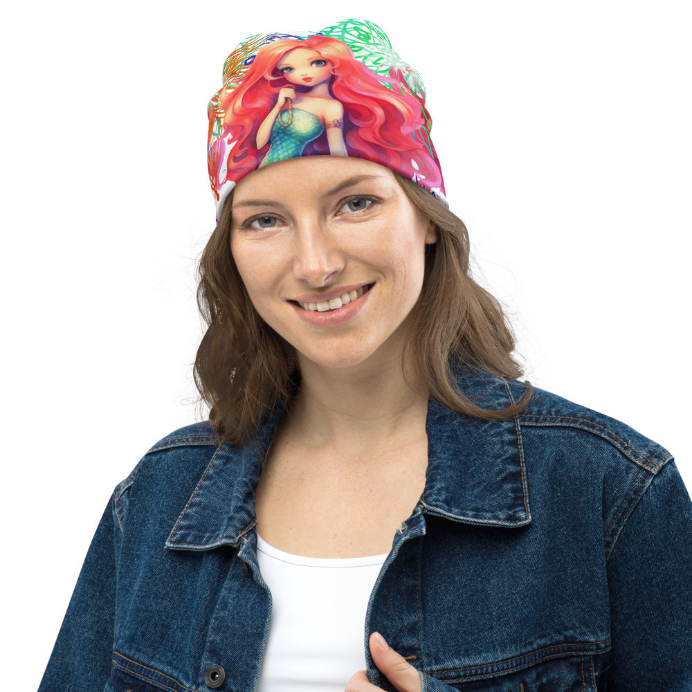 Tie-Dye Mandela Mermaid All-Over Print Beanie