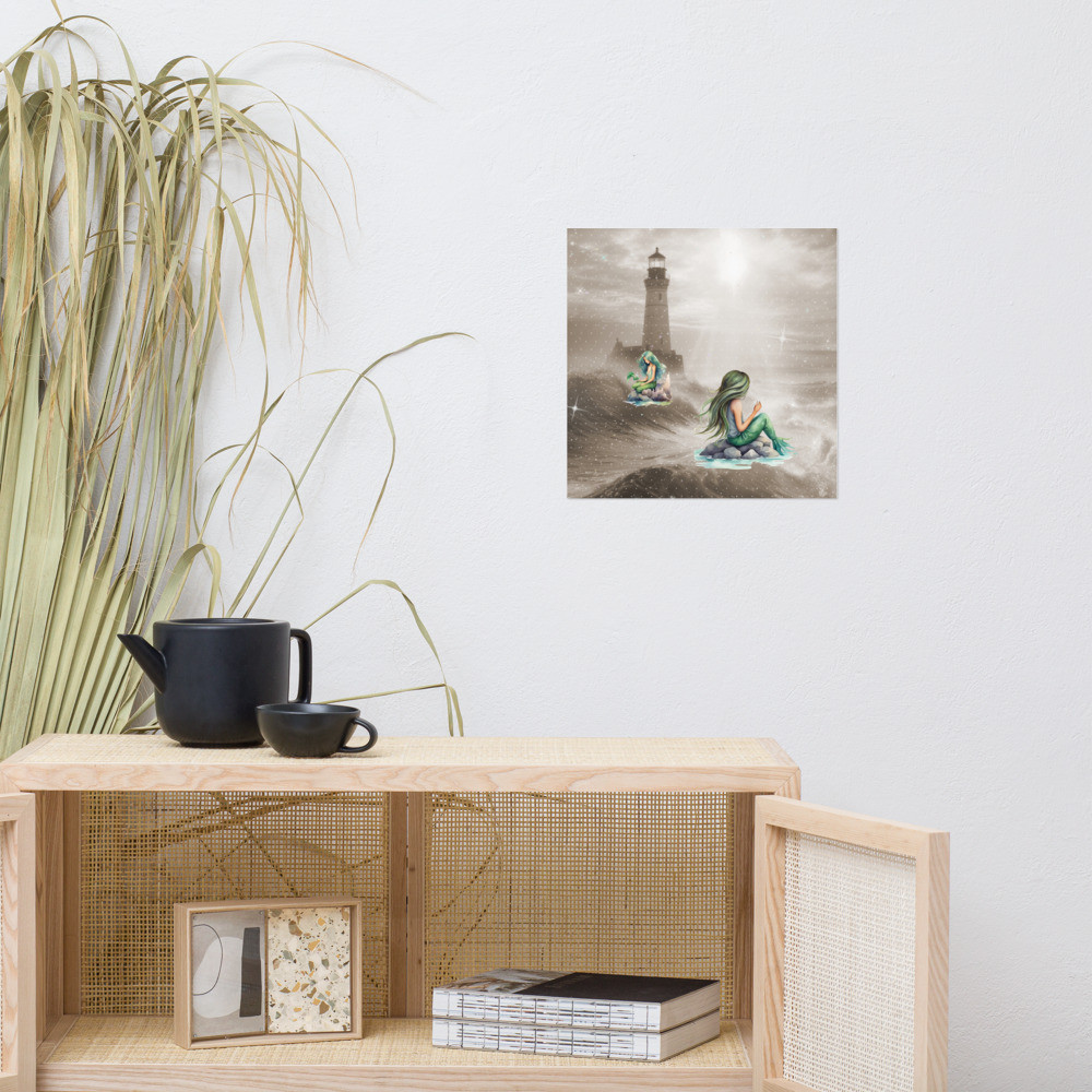 Mermaid Ocean Lighthouse Poster