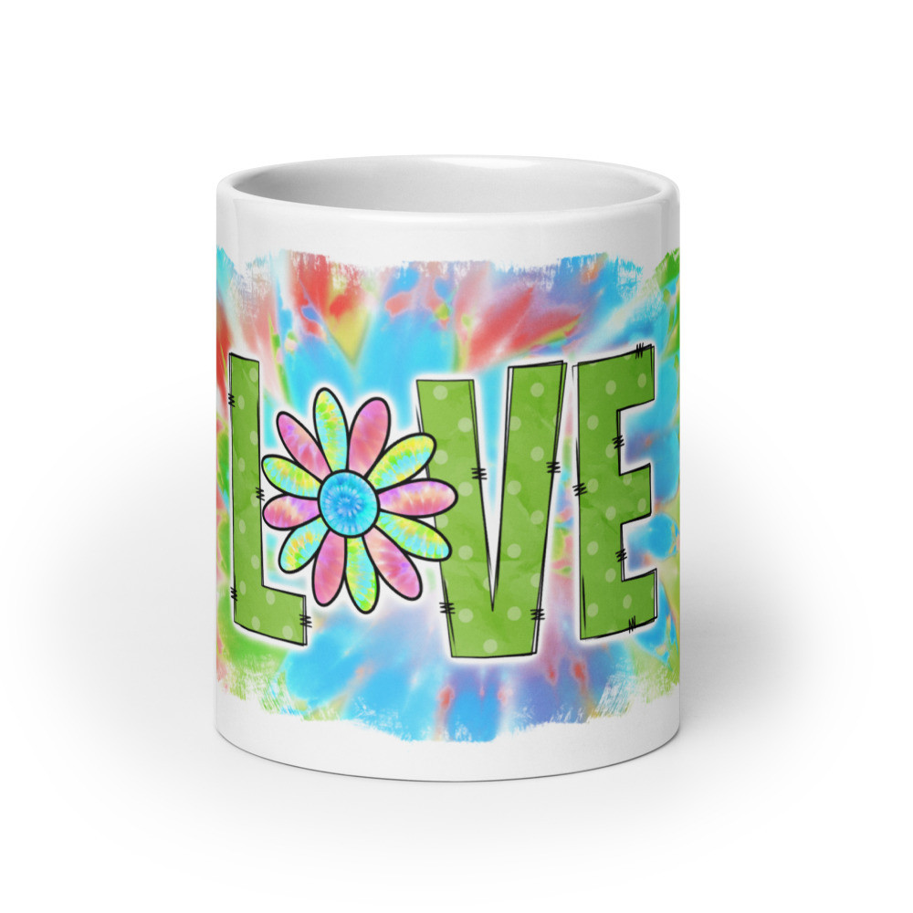 Tie Dye Love White glossy mug