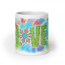 Tie Dye Love White glossy mug