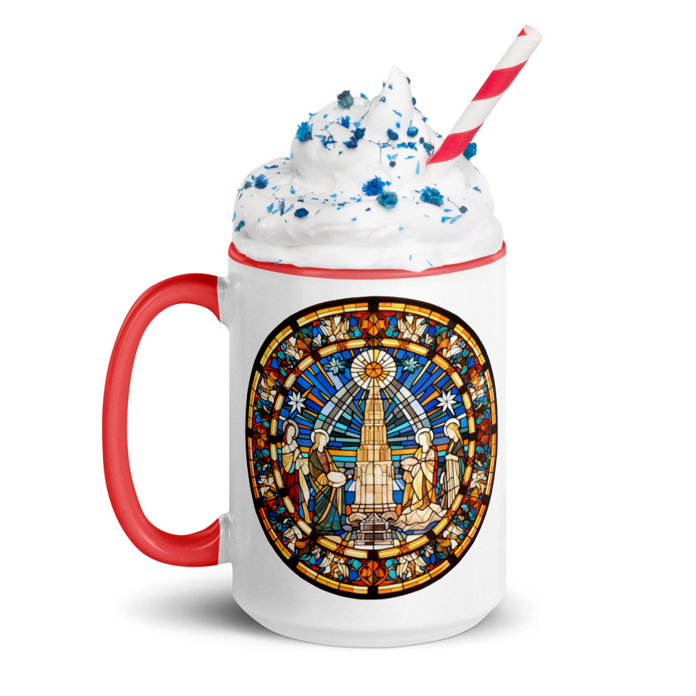Stained Glass Nativity Christmas Mug with Color Inside
