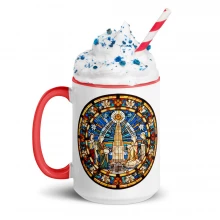 Stained Glass Nativity Christmas Mug with Color Inside
