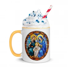 Stained Glass Nativity Christmas Mug with Color Inside