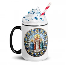 Stained Glass Nativity Christmas Mug with Color Inside