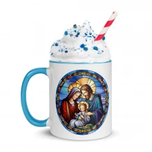 Stained Glass Nativity Christmas Mug with Color Inside