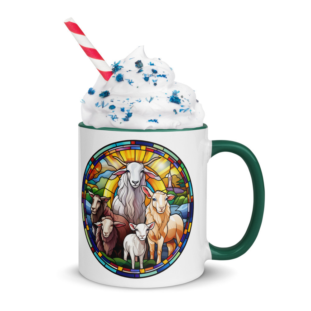 Stained Glass Nativity Christmas Mug with Color Inside