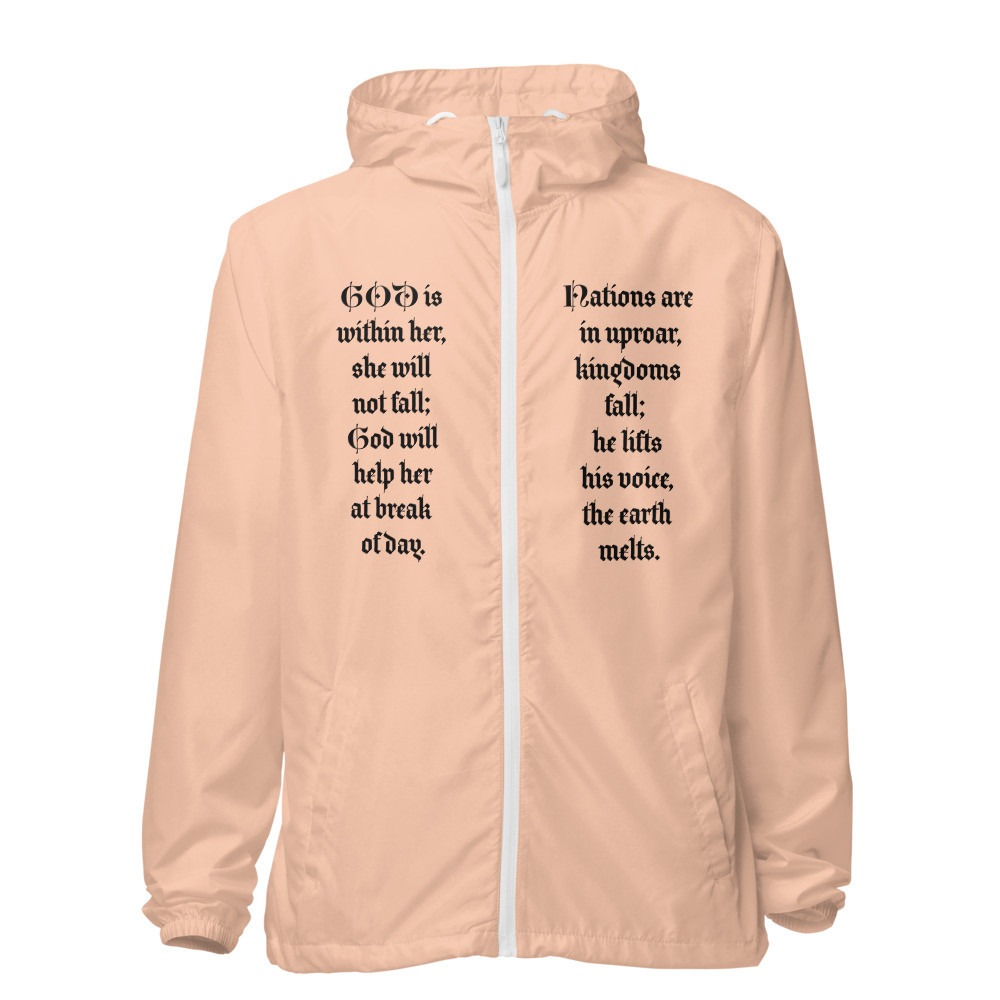 GOD Is In Her Psalm 46:5 - 6 Stained Glass Cross Unisex lightweight zip up windbreaker