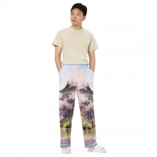 Watercolor Kyoto Sakura All-over print unisex wide-leg pants