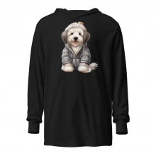 Winter-Old English Sheep Dog Hooded long-sleeve tee