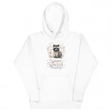 Raccoon, Warm Winter Wishes Unisex Hoodie
