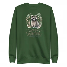 Raccoon, Warm Winter Wishes Unisex Premium Sweatshirt