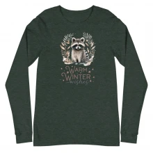 Raccoon, Warm Winter Wishes Unisex Long Sleeve Tee