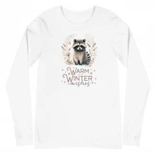 Raccoon, Warm Winter Wishes Unisex Long Sleeve Tee