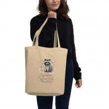 Raccoon, Warm Winter Wishes Eco Tote Bag