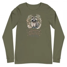 Raccoon, Warm Winter Wishes Unisex Long Sleeve Tee