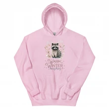 Raccoon, Warm Winter Wishes Unisex Hoodie