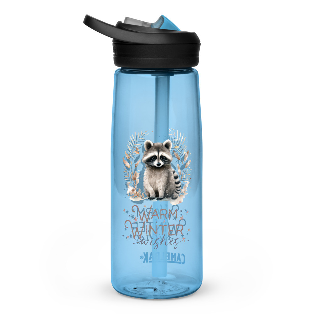 Raccoon, Warm Winter Wishes Sports water bottle