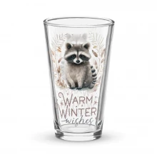 Raccoon, Warm Winter Wishes Shaker pint glass