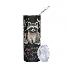 Raccoon, Warm Winter Wishes Stainless steel tumbler
