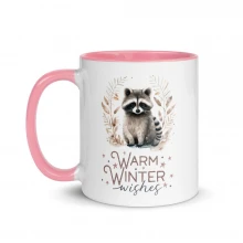 Raccoon, Warm Winter Wishes Mug with Color Inside