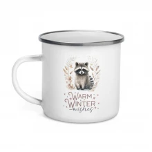 Raccoon, Warm Winter Wishes Enamel Mug