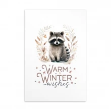 Raccoon, Warm Winter Wishes Standard Postcard