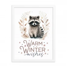 Raccoon, Warm Winter Wishes Framed poster