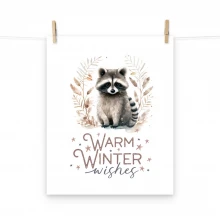 Raccoon, Warm Winter Wishes Poster
