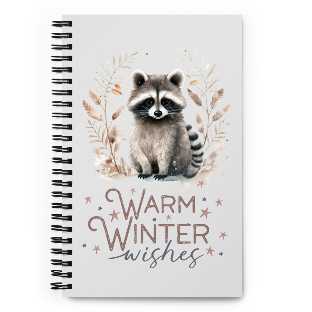 Raccoon, Warm Winter Wishes Spiral notebook