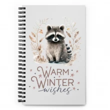 Raccoon, Warm Winter Wishes Spiral notebook