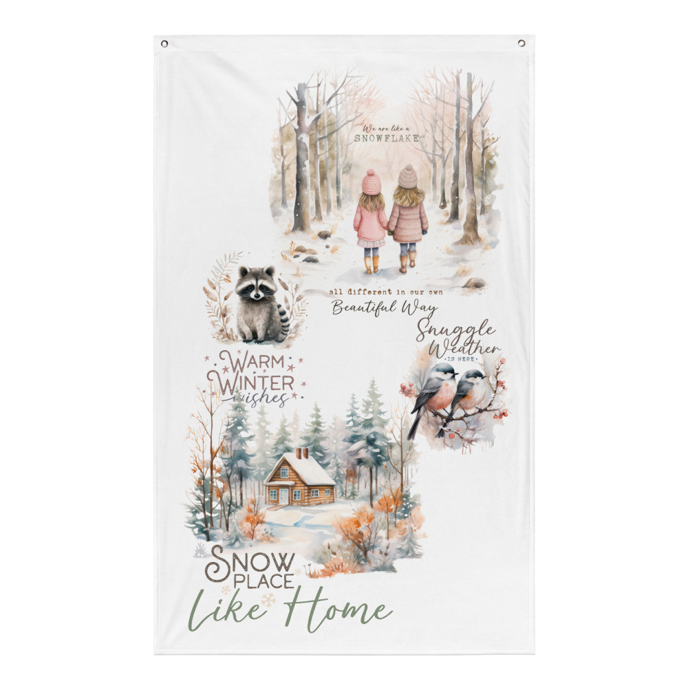 Raccoon, Warm Winter Wishes Flag