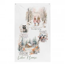 Raccoon, Warm Winter Wishes Flag