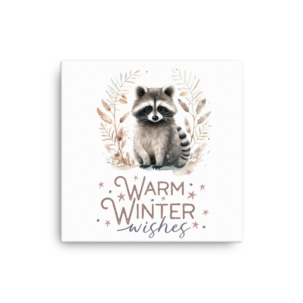 Raccoon, Warm Winter Wishes Thin canvas