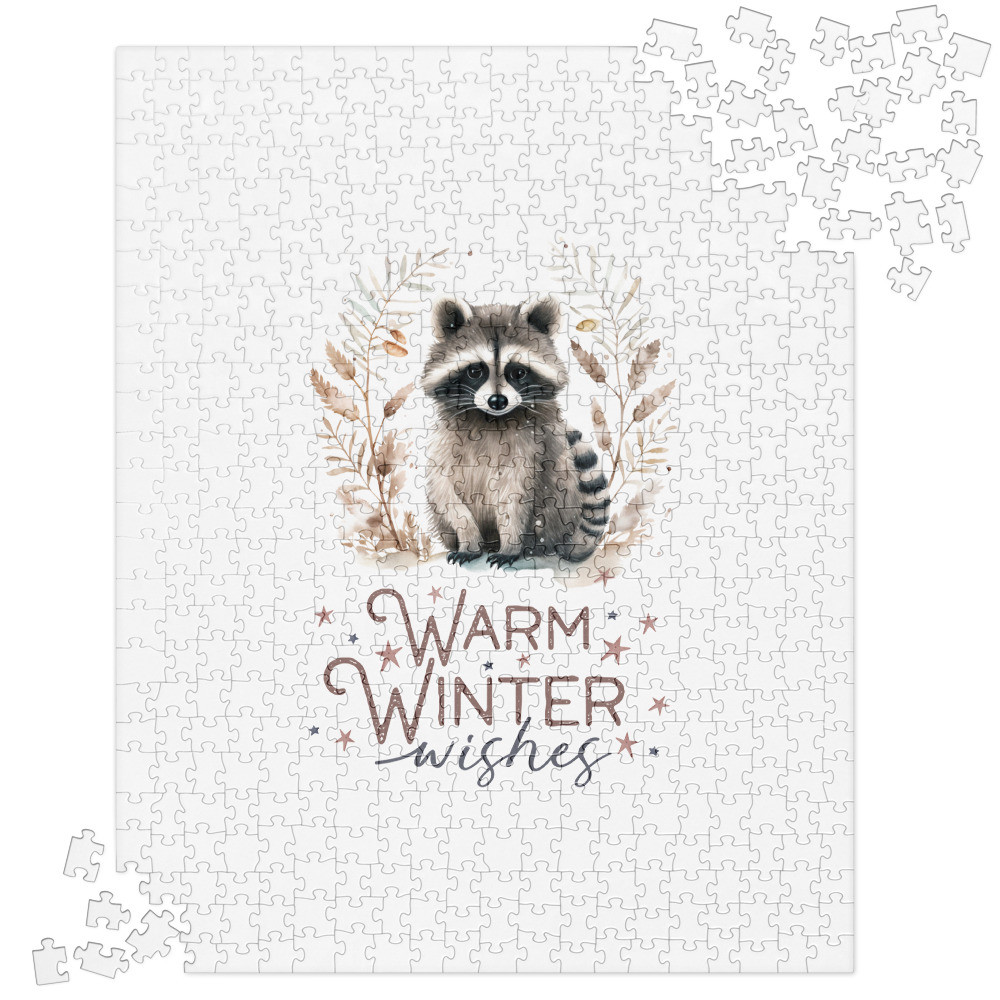 Raccoon, Warm Winter Wishes Jigsaw puzzle