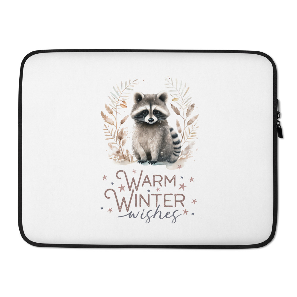 Raccoon, Warm Winter Wishes Laptop Sleeve