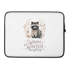 Raccoon, Warm Winter Wishes Laptop Sleeve