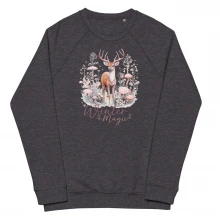 Deer, Winter Magic Unisex organic raglan sweatshirt