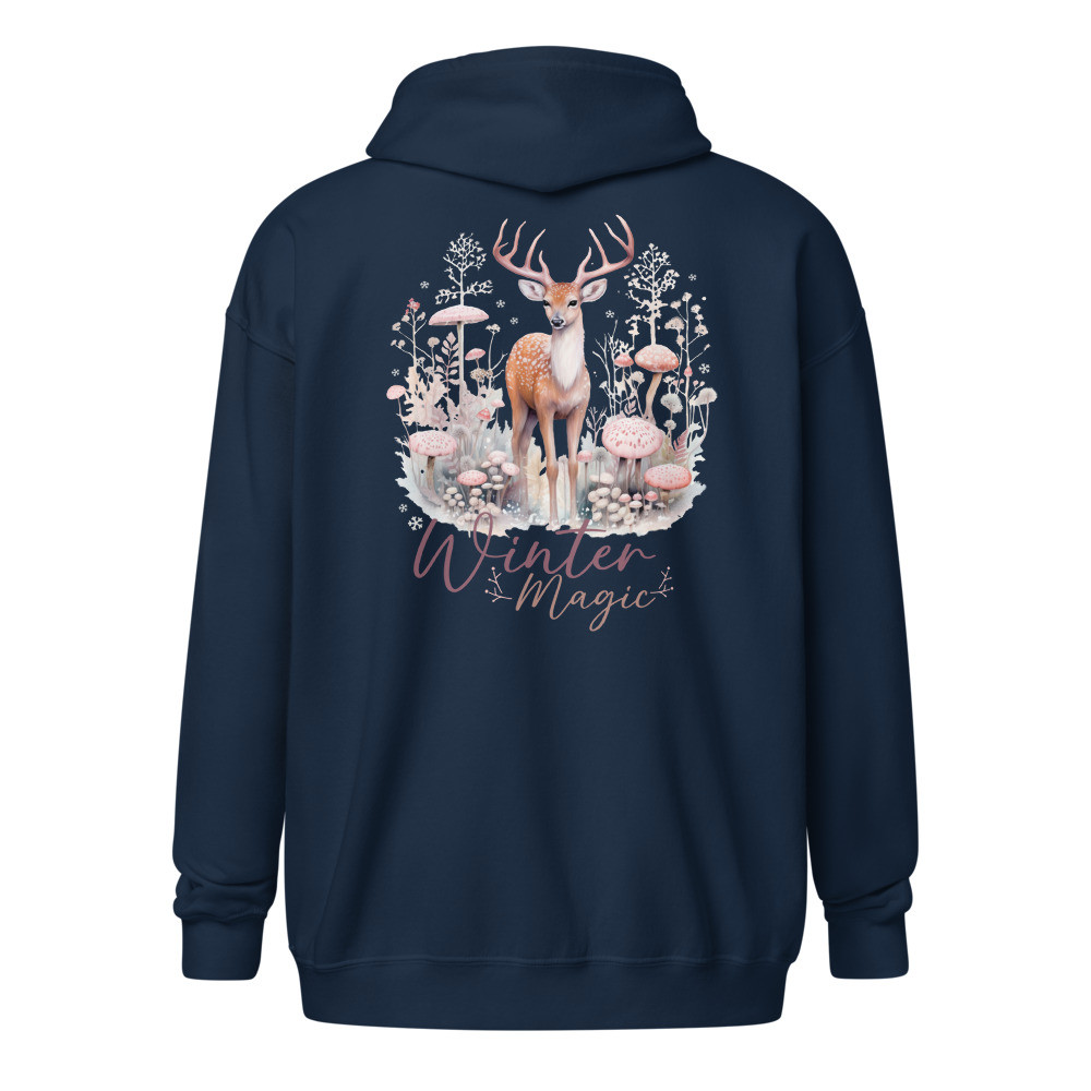 Deer, Winter Magic Unisex heavy blend zip hoodie