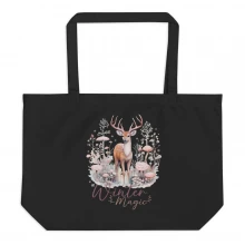 Deer, Winter Magic Large organic tote bag