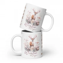 Deer, Winter Magic White glossy mug