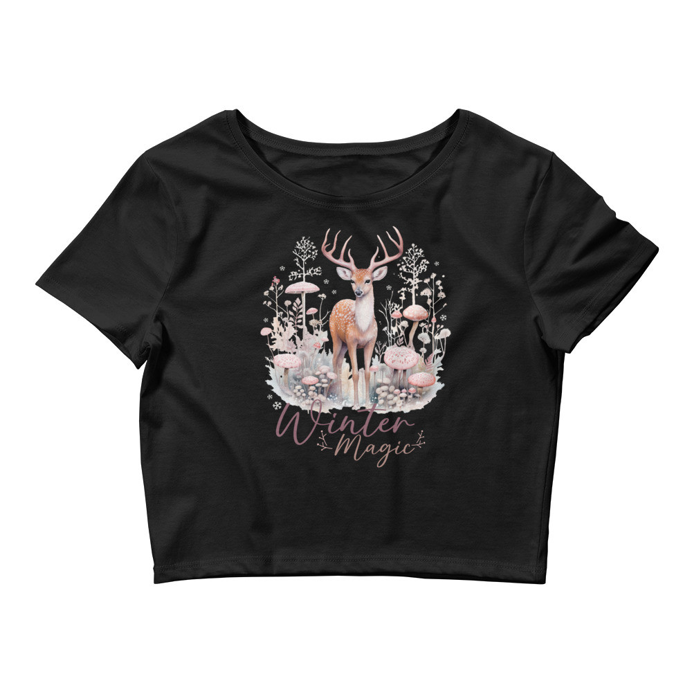 Deer, Winter Magic Women’s Crop Tee