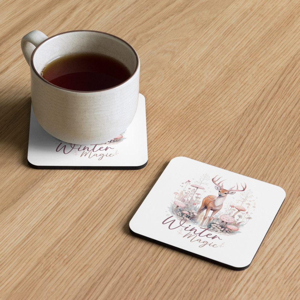 Deer, Winter Magic Cork-back coaster