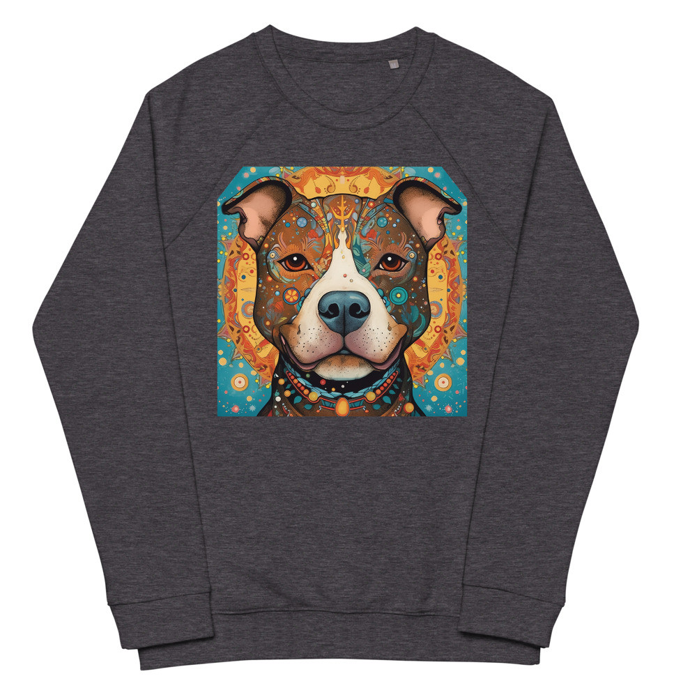 Pit Bull Whimsical Unisex organic raglan sweatshirt