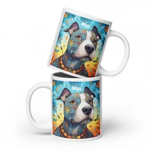 Pit Bull Whimsical White glossy mug