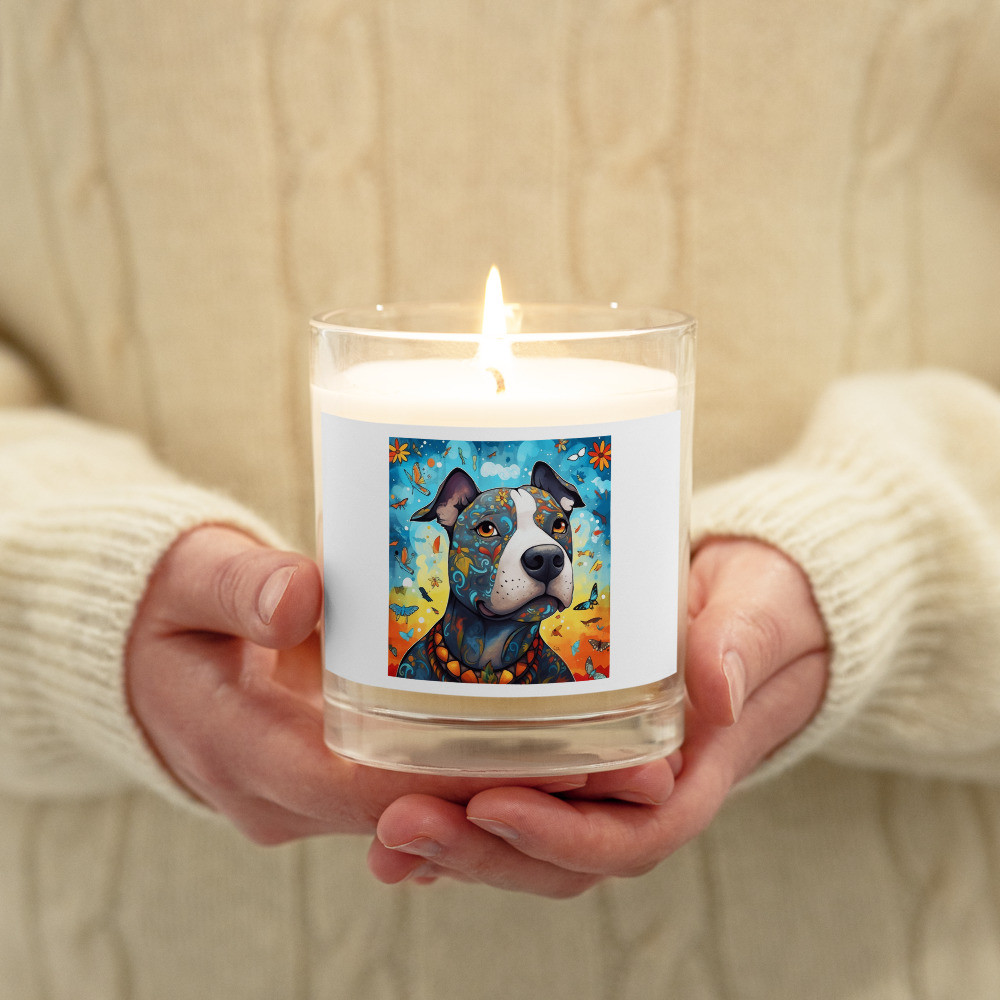 Pit Bull Whimsical Glass jar soy wax candle