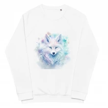 Pastel Winter Wolf Fantasy Unisex organic raglan sweatshirt