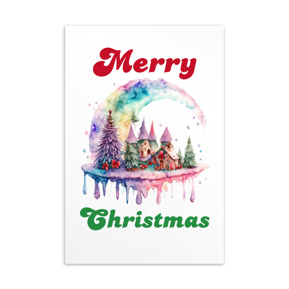 Merry Christmas, Water Color Standard Postcard