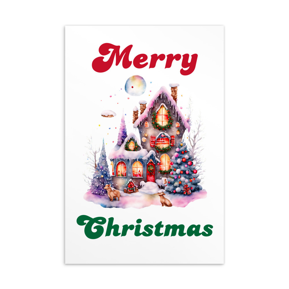 Merry Christmas, Water Color Standard Postcard