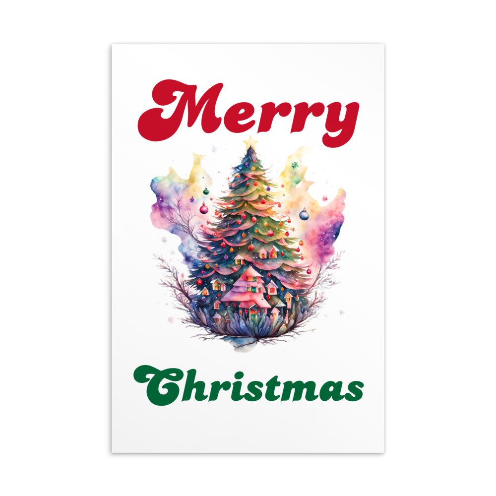 Merry Christmas, Water Color Standard Postcard