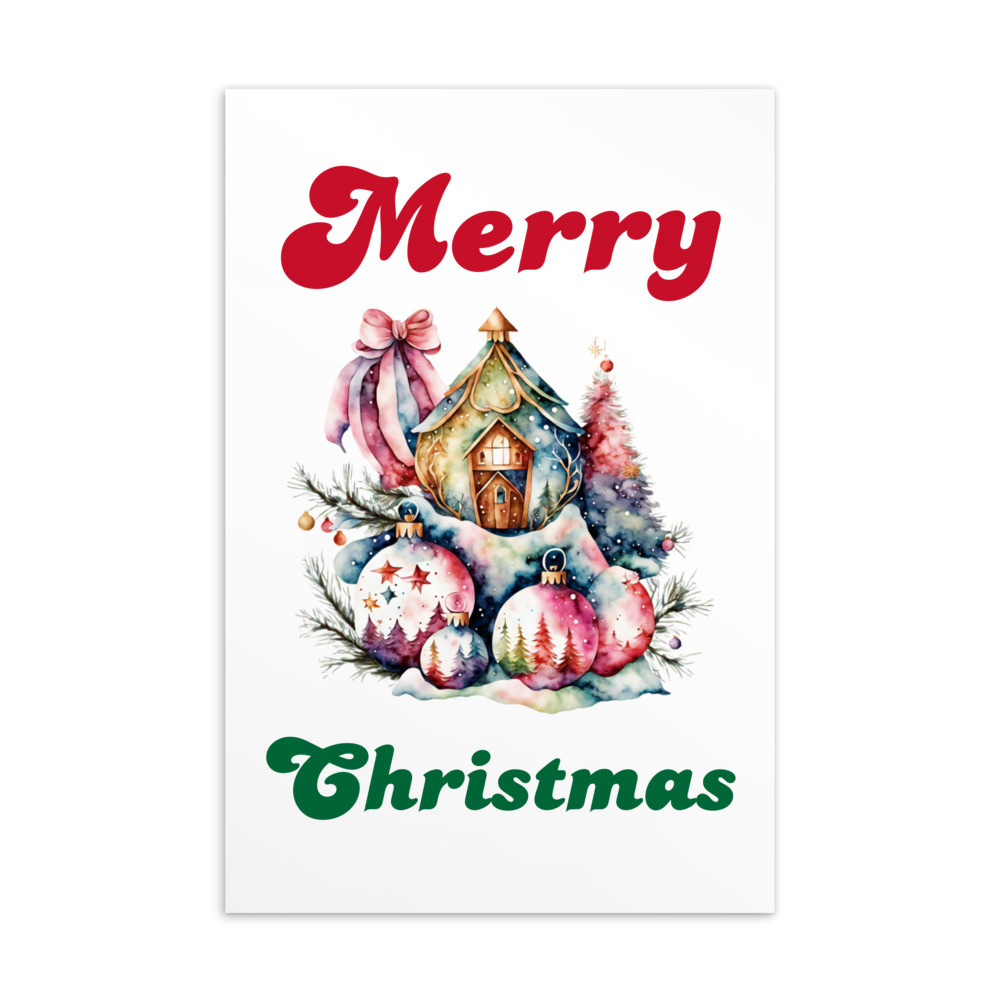 Merry Christmas, Water Color Standard Postcard